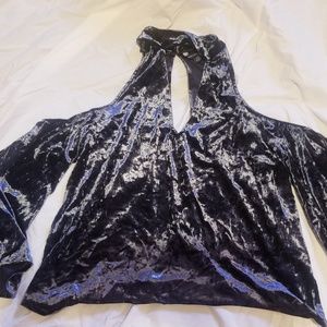 American Eagle crushed velvet cold shoulder top